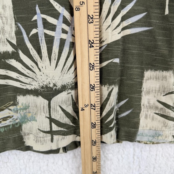 Skins Shirt Mens XL Green Palm Tree Hawaiian Button Front Camp Stretch Comfort - Picture 4 of 7